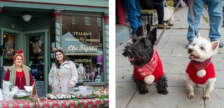 Vendors and 2 dogs